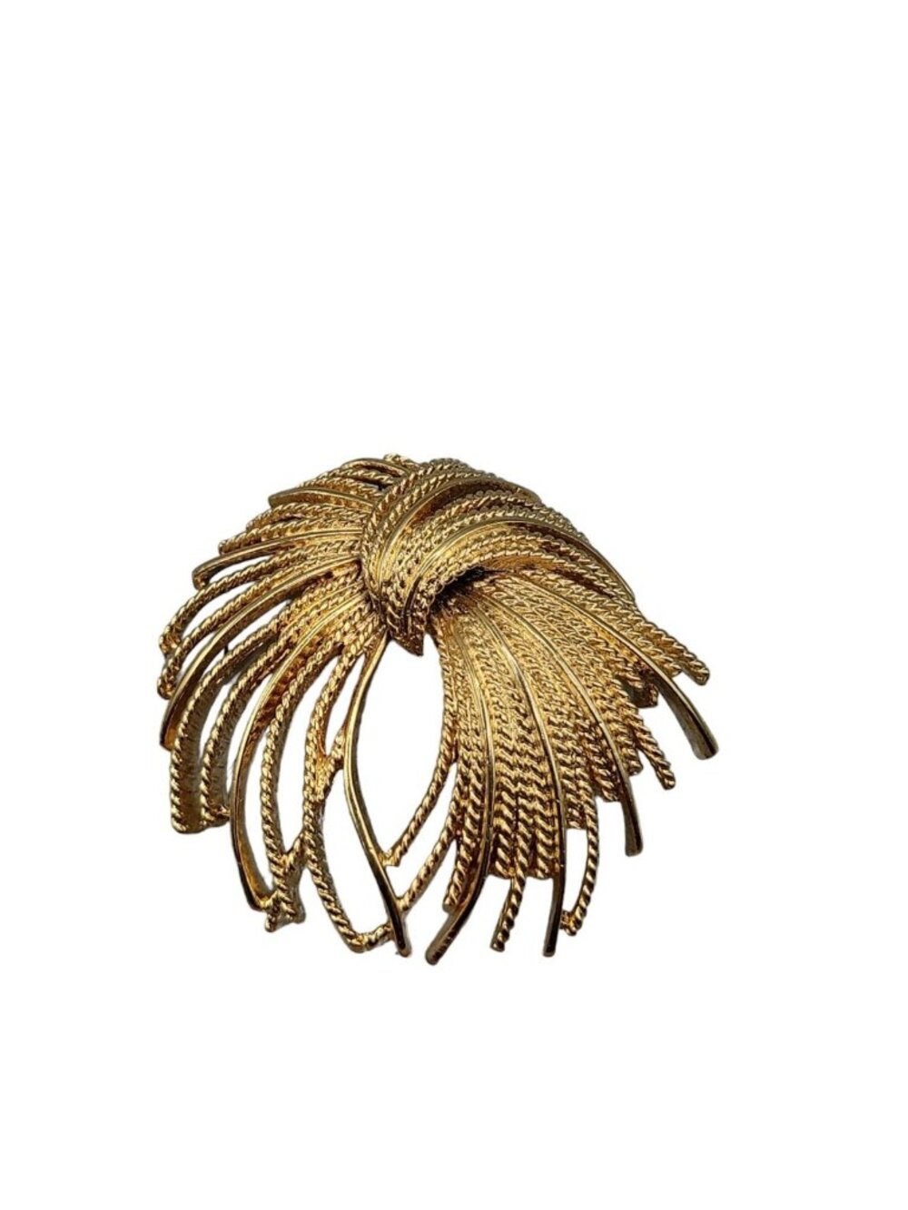Monet Mirador Brooch Gold Tone Wheat Rope Spray Vintage - Picture 9 of 16